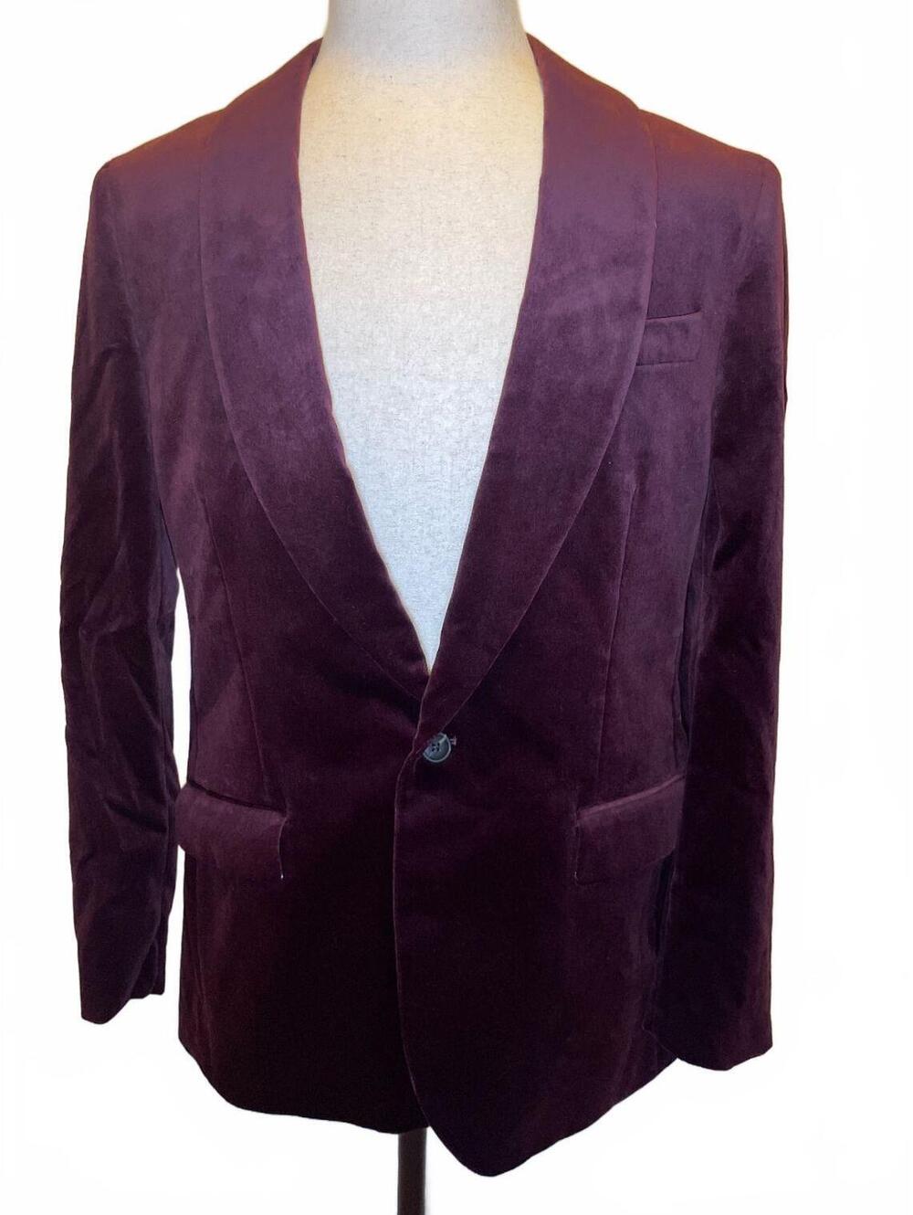 J Crew Ludlow Plum Velvet Slim Fit Shawl Collar Dinner Jacket Mens 40R J5425